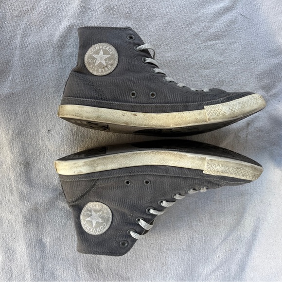 Converse Classic High-Top Canvas Sneakers in Gray with White Logo and Laces - Picture 6 of 10